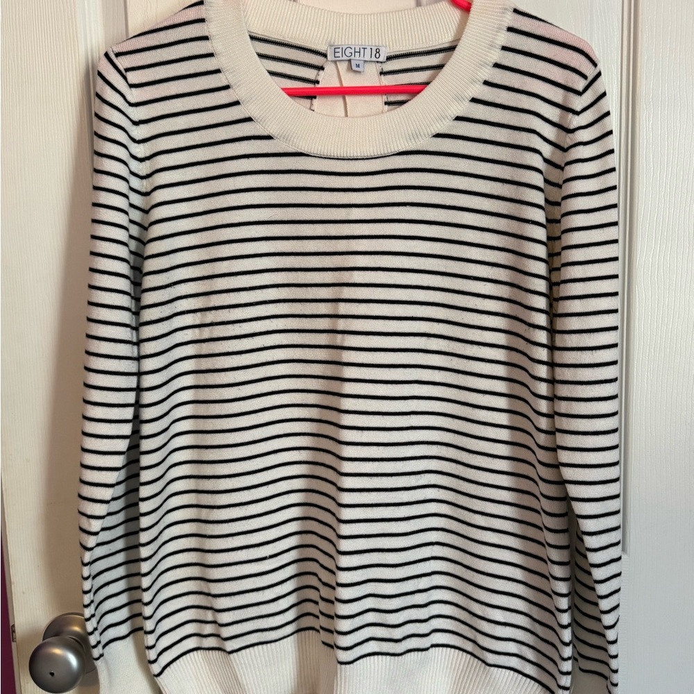 Eight 18 Medium white with black stripes sweater